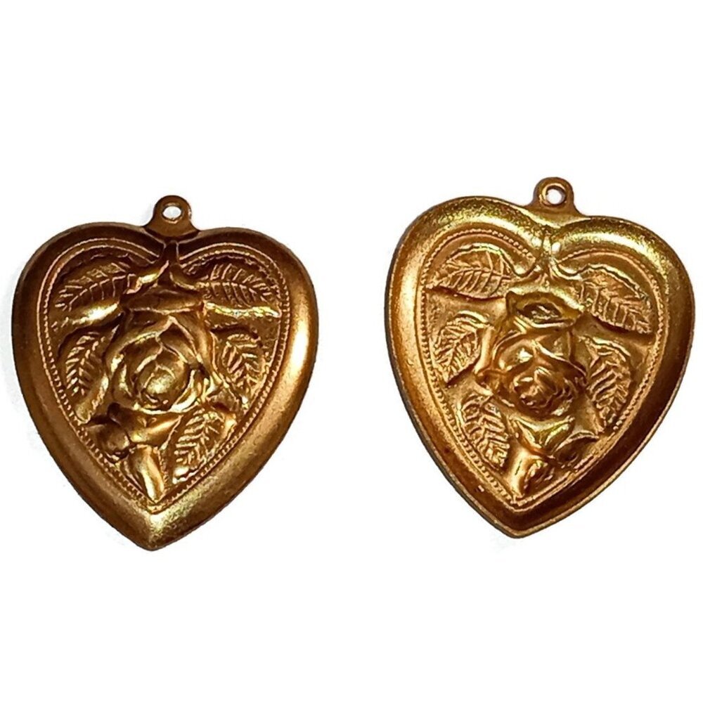 Floral Heart‎ Brass Charms-2